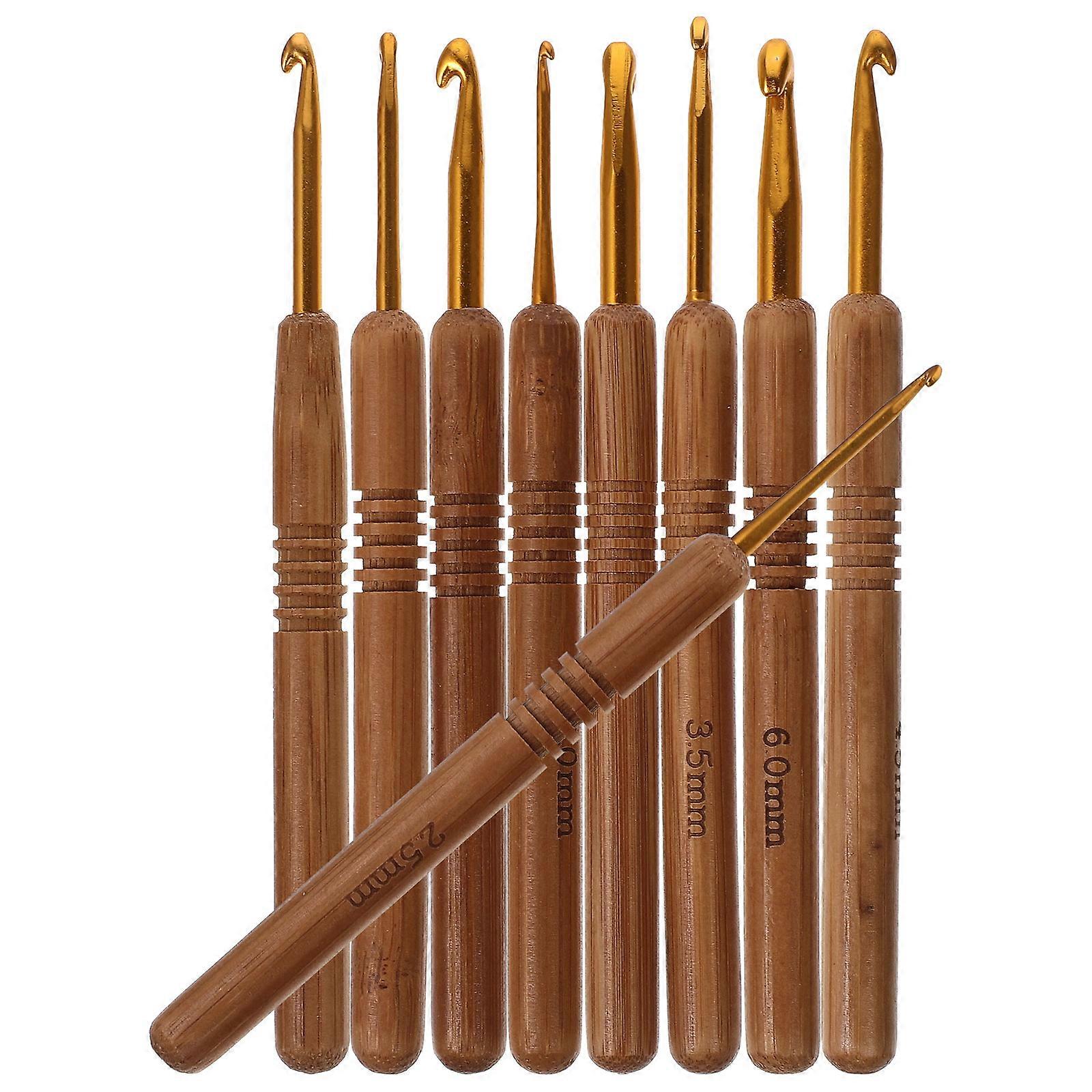 Durable Bamboo Knitting Crochet Hooks Set for Knitting 9Pcs Lightweight Kit