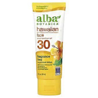 Alba Botanica, Hawaiian Face Sunscreen Lotion, SPF 30, Fragrance Free, 3 fl oz (89 ml), 2-Pack