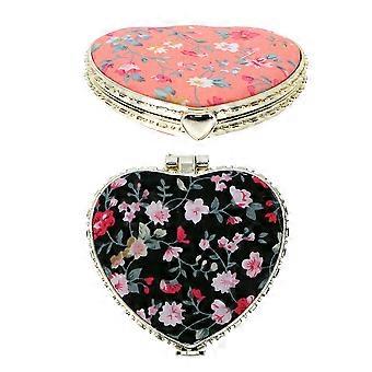 Vintage Folding Makeup Mirrors Heart-Shaped for Travel 2Pcs Portable Dual-Sided Mirrors