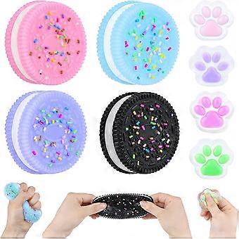 Squishy Fidget Toys,4pcs Cookie Squishy Toys,Ultra-Soft Stress Relief Toys for Kids Adult,Sensory Toys with Cute Design,Anxiety Relief Party Favors,E