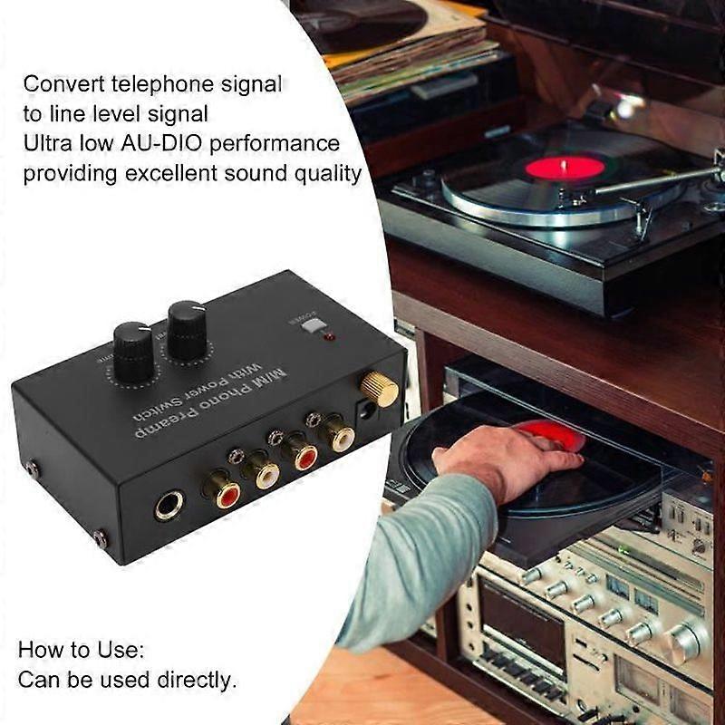 Phono Preamp - EJLIFE - PP500 - 68DBU Output Level - XRCA Input - Volume Control - Black