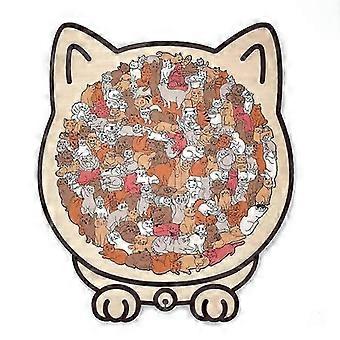 135 Pieces Morandi Colored Cat Shaped Wooden Jigsaw Puzzle, Unique Animal Shape Puzzles for Adults Kids, Holiday Birthday Gift Idea
