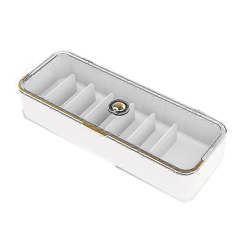 Desktop Storage Box Multifunctional Frame Sorting Box Clamshell Design Storage Data Cable Storage Box White