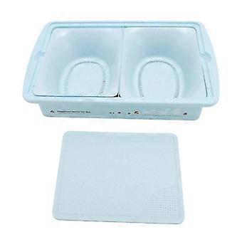 Camping Cutting Board Tub Set Wheat Straw with 2 Layer Plastic Water Filter Basket Vegetable Basin Mint Green 26-27