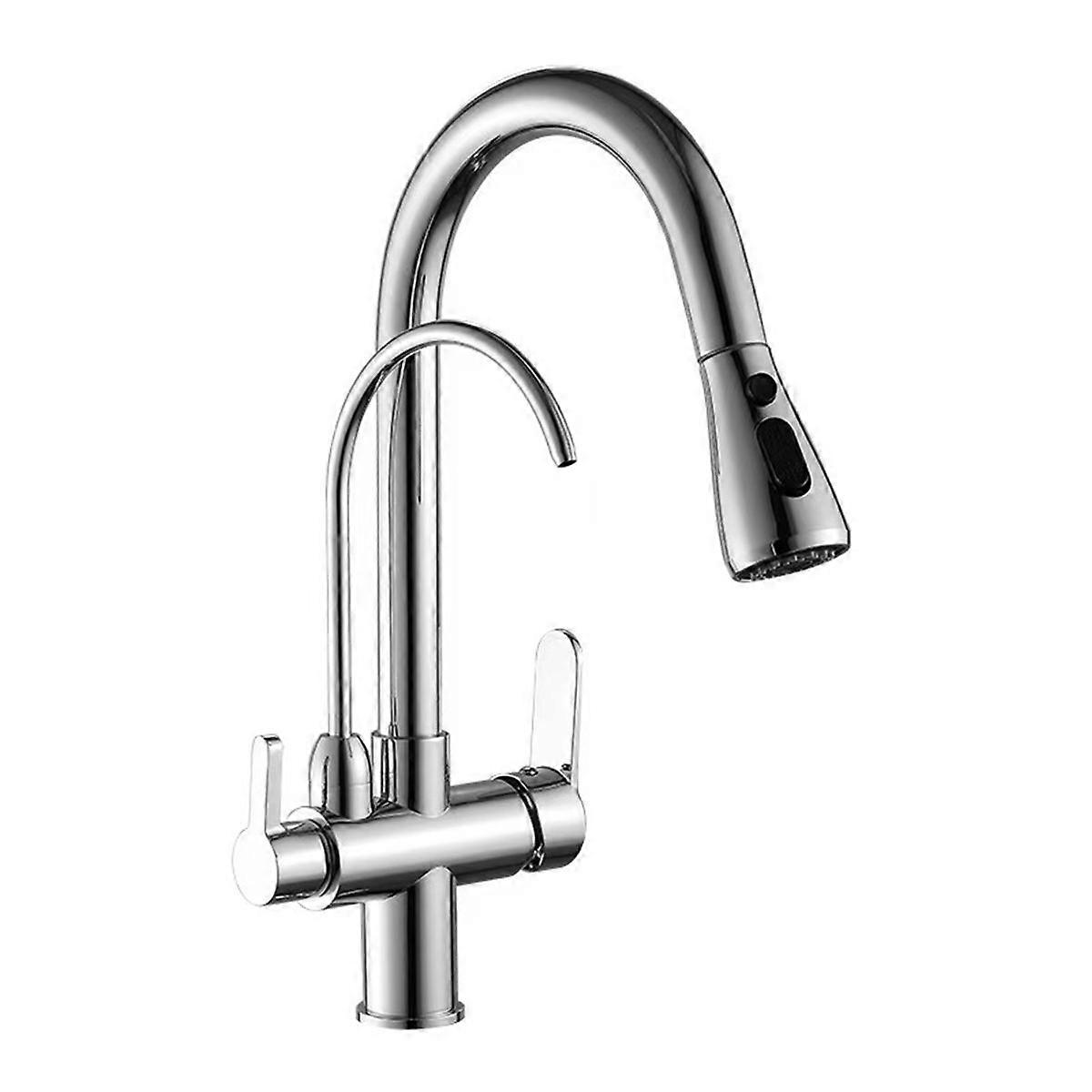 Alloy Electroplated Kitchen Faucet with Pull-Down Sprayer & Purifier Tap