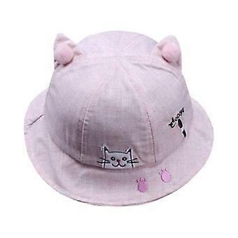 Kleinkind-Sonnenhut mit UV-Schutz, Katzenohren-Sommermütze für Mädchen und Jungen, Fischerhut