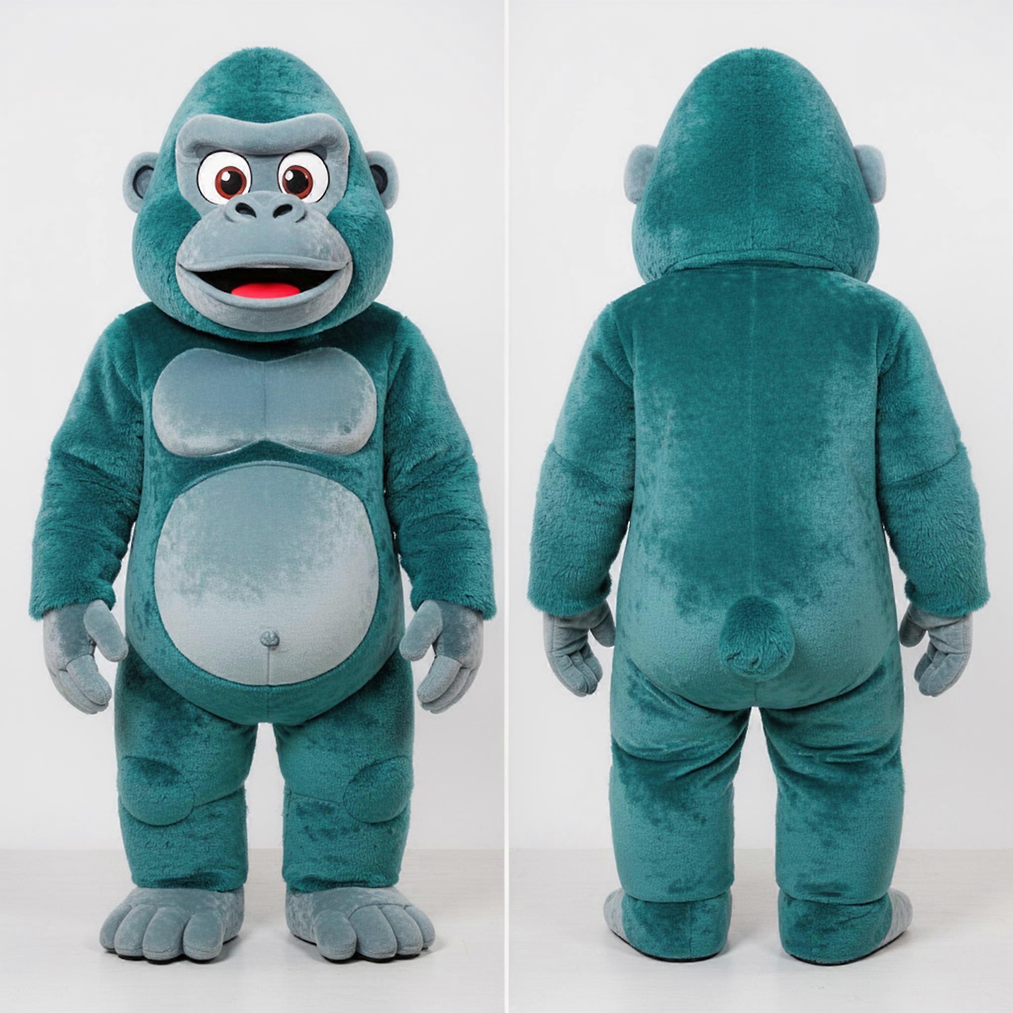 MASTICOT Teal Velvety Gorilla Mascot
