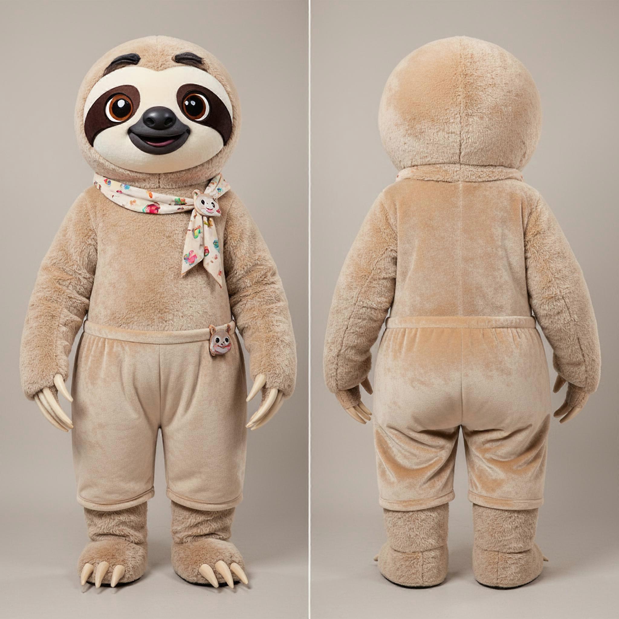 MASTICOT Beige Cuddly Sloth Mascot