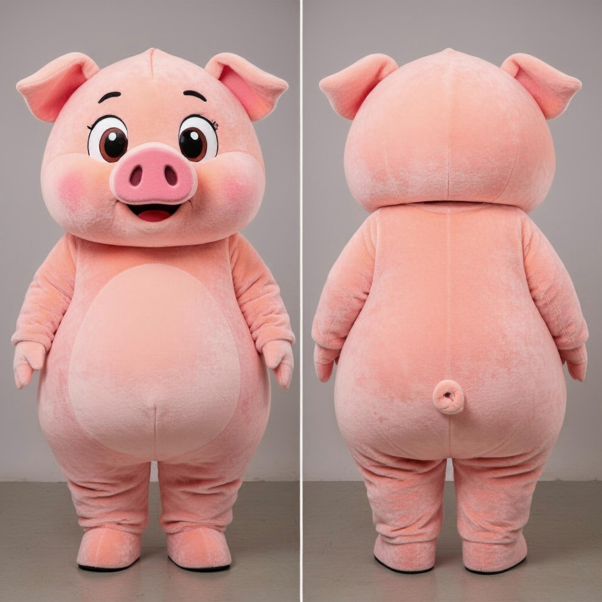MASTICOT Peach Cartoon Pig Mascot