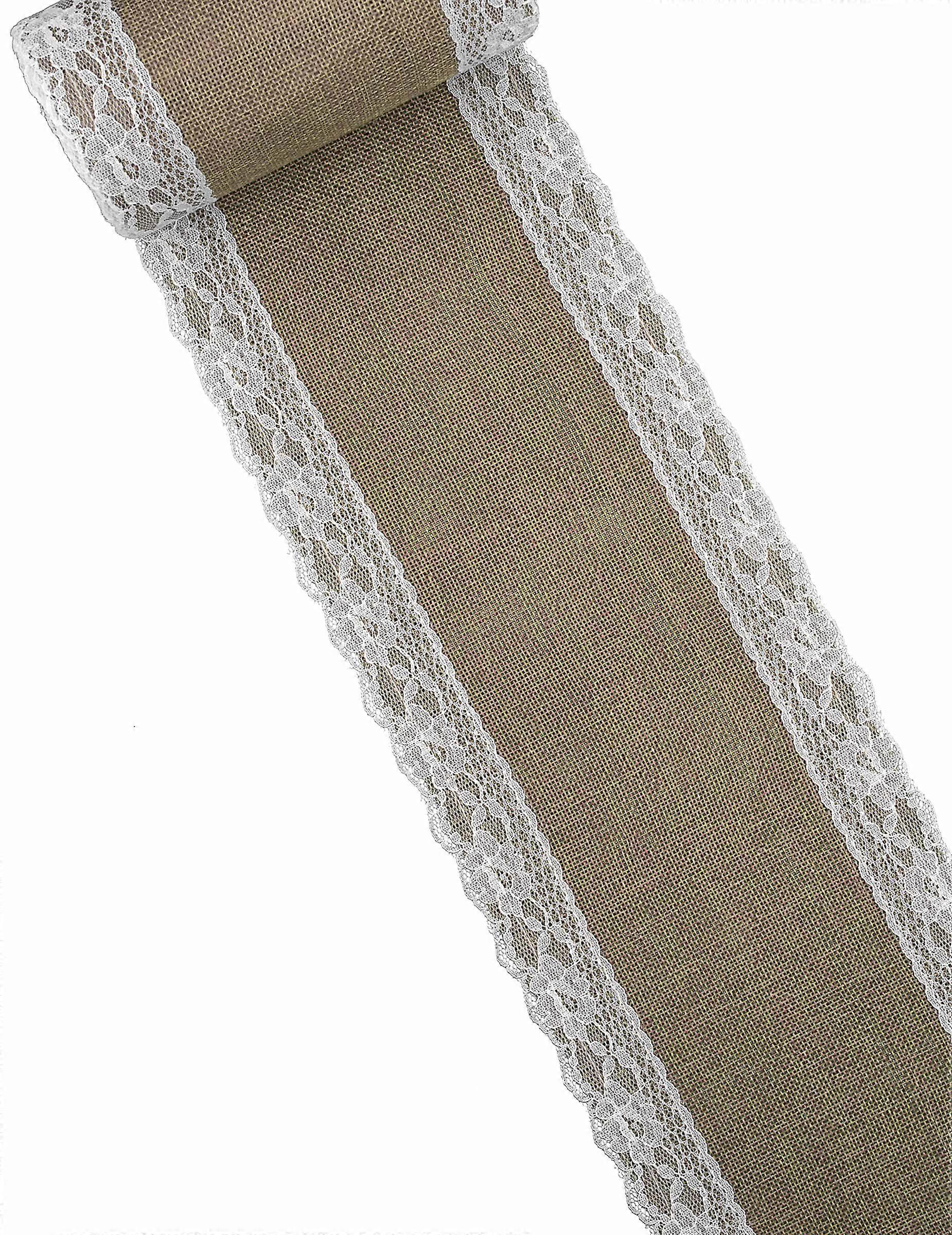 Burlap and lace table runner 15 cm x 5 m