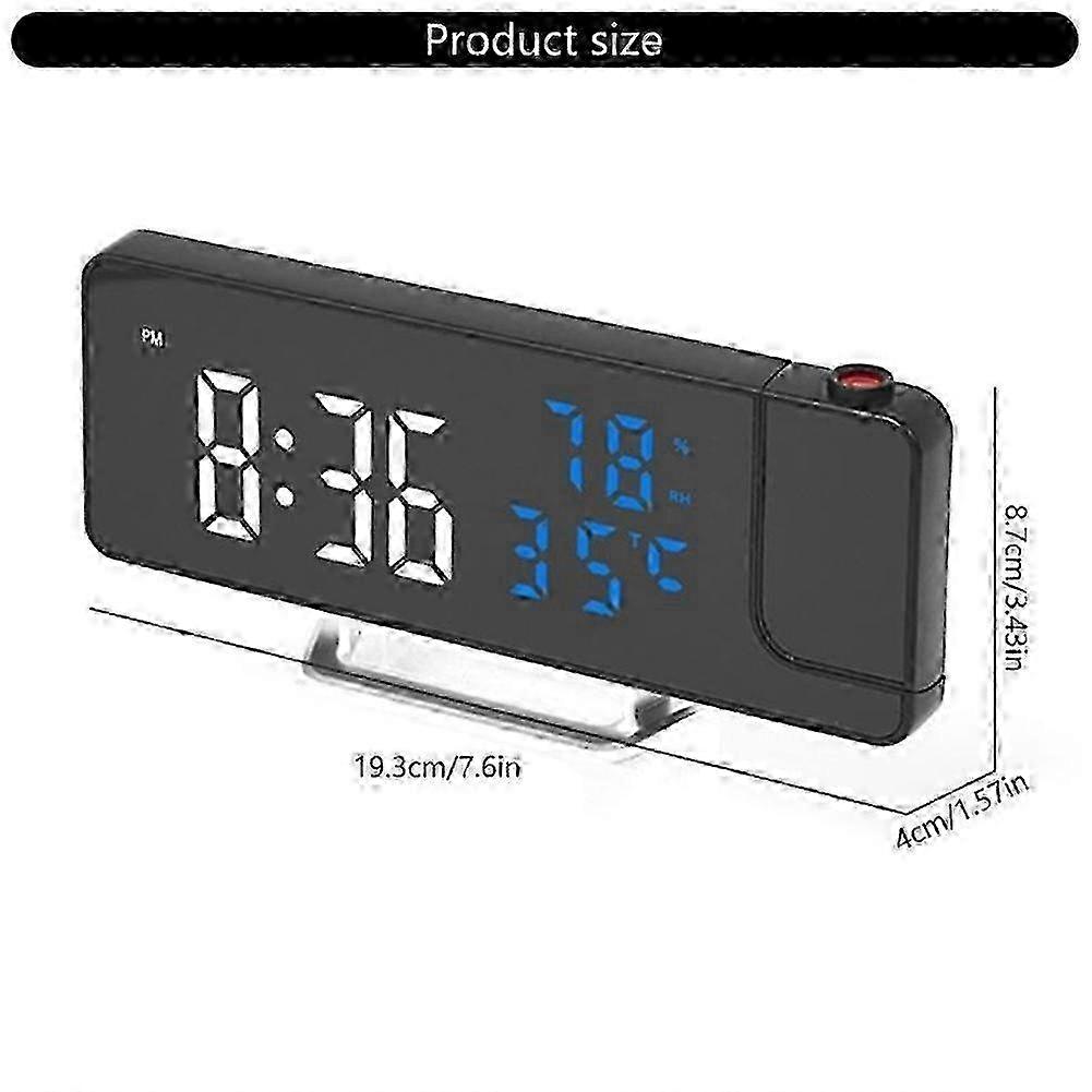 Time Temp Humidity Projecting Mirror Clock