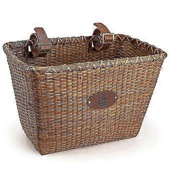 Bike Basket, Natural Rattan Handmade Retro Front Bike Basket for Women, Fits 25-26 inch Adult Bikes, Leather Straps