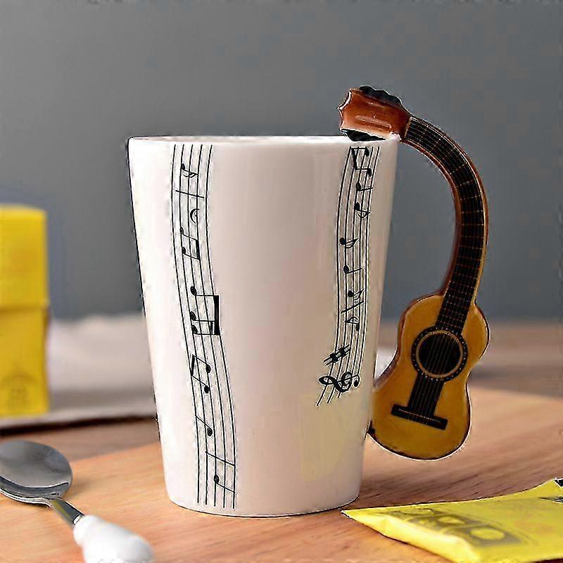 Musical Note Ceramic Mug With Guitar Handle