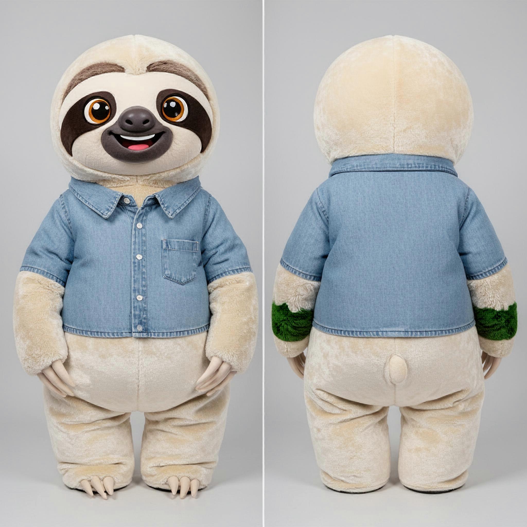 MASTICOT Cream Velvety Sloth Mascot