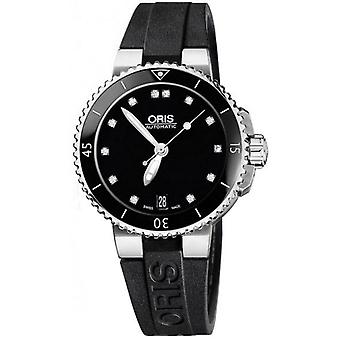 R. oris aquis date diam 36mm b.cer.ne e. Swiss Automatic Analog Women's Watch with Rubber Bracelet 73376524194RS