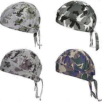 4 Pieces Bandana Skull Cycling Cap Adjustable Camouflage Cycling Bandana Headband Skull Cap for Men Breathable Quick-Drying Sun Protection Beanie Hat 