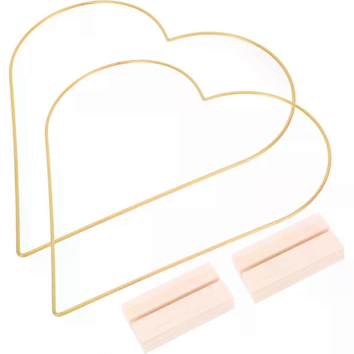 Shaped Iron Craft Ring with Wooden Base, 2 Sets