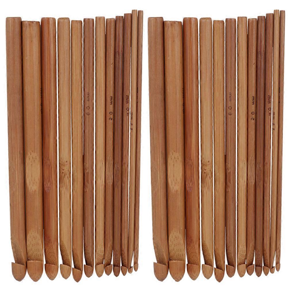 Bamboo Crochet Hook Set for Knitting 2Sets Handheld Yarn Needles