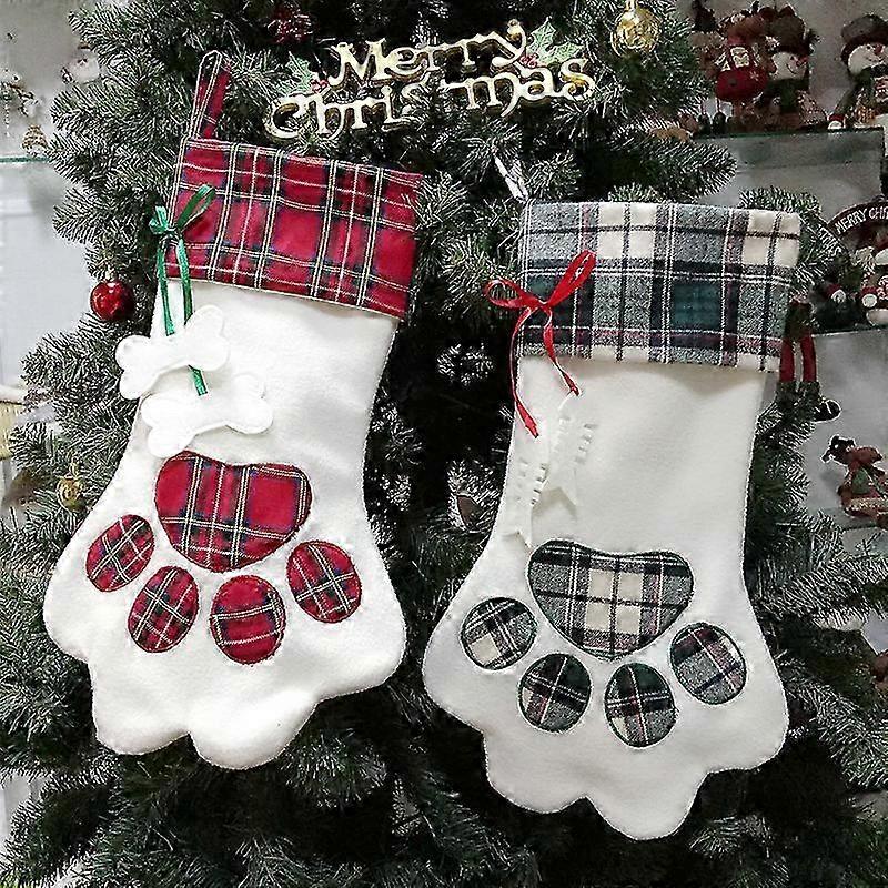 Festive Paw Print Tree Shape Stocking Bag