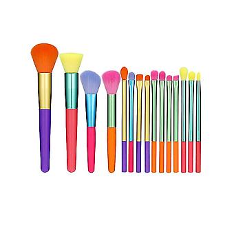 15 Pack Colourful Makeup Brush Set  Travel Professional Makeup Powd...