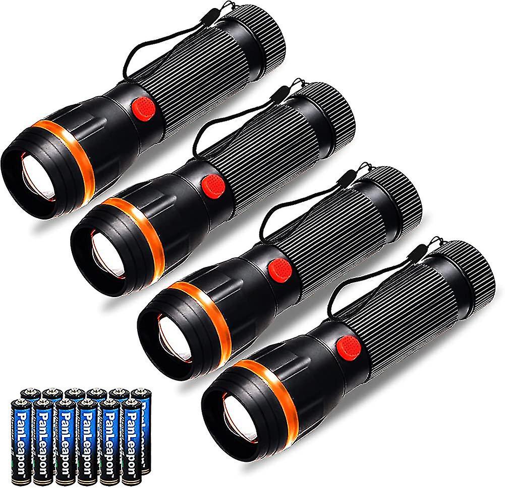 Led Torch, Flashlight, 4-pack Mini Small Torches, Zoomable 2 Modes 70 Lumens
