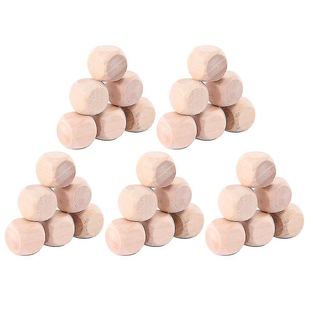 100pcs Wooden Six-sided Blank Dices Square Blocks For Puzzle Game Diy Craft