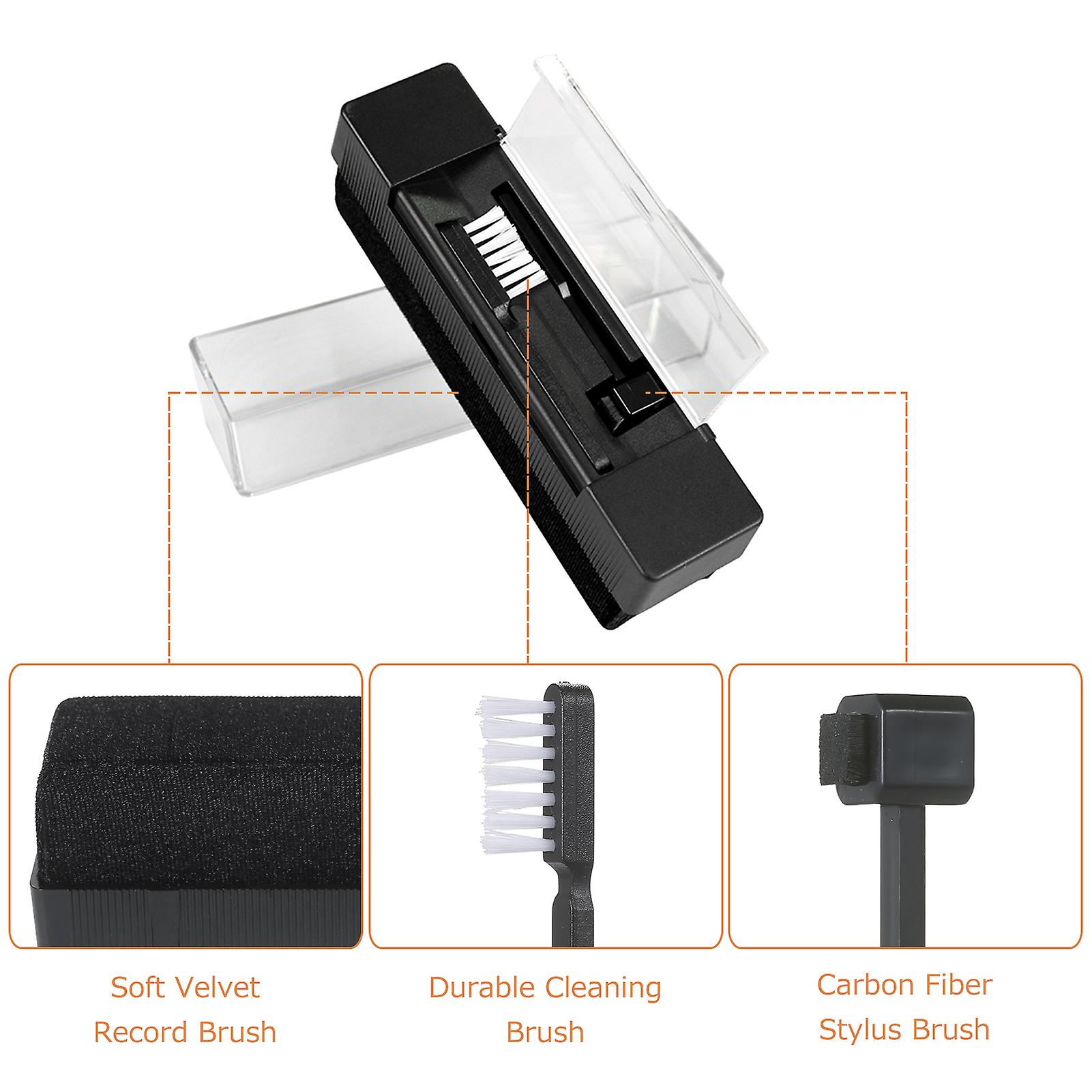 3in1 Vinyl Record Player Cleaning Kit With Velvet Brush Carbon Fiber