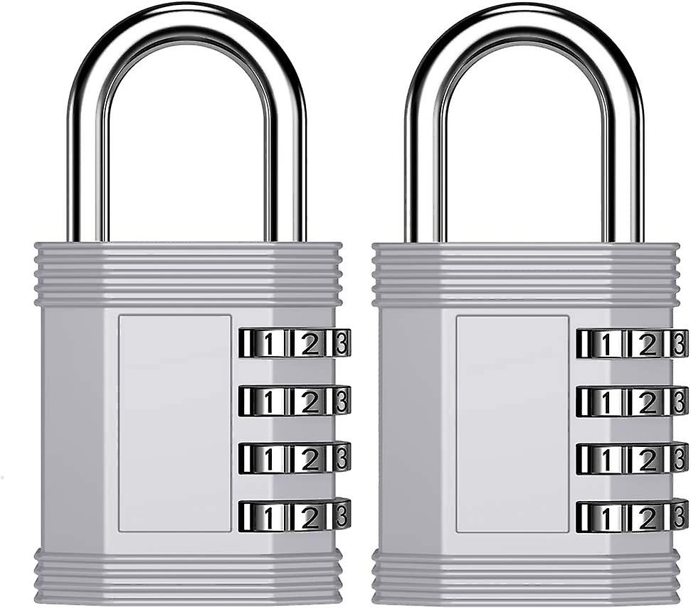 Combination Lock for Locker, 4 Digit Combo Lock for Gym, School, Fence, Toolbox, Gate (2 Pack, Sliver)