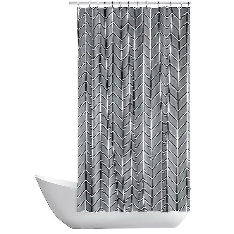 Navy Blue Herringbone Pattern Bathroom Shower Curtain