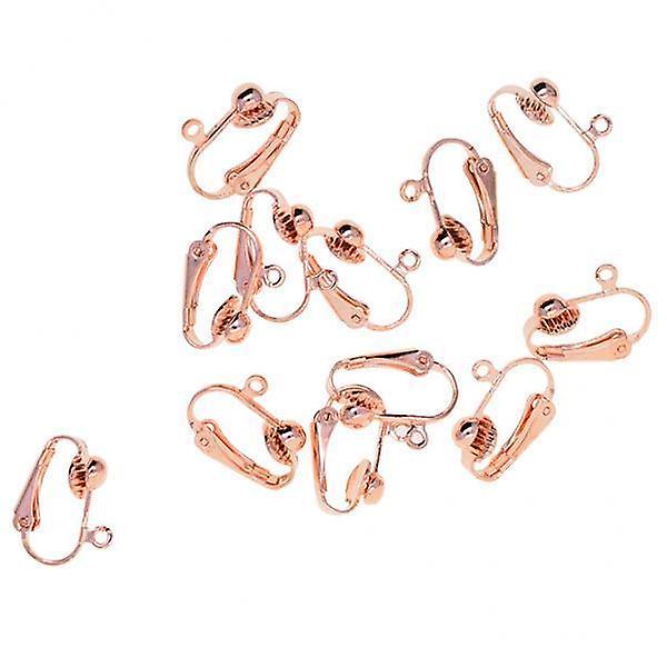 2x12 Pieces Clip-on Earring Converter with Open Loop DIY Findings Rose gold