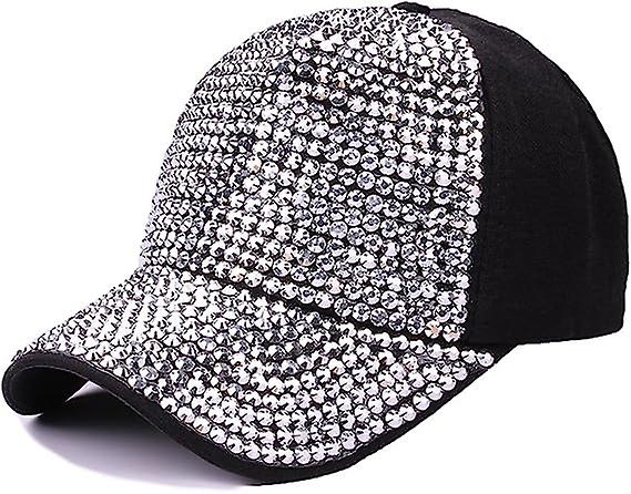 المرأة مرصع بلورات حجر الراين قابل للتعديل قبعة بيسبول عادي البريق بلينغ الدينيم قبعة الشمس
