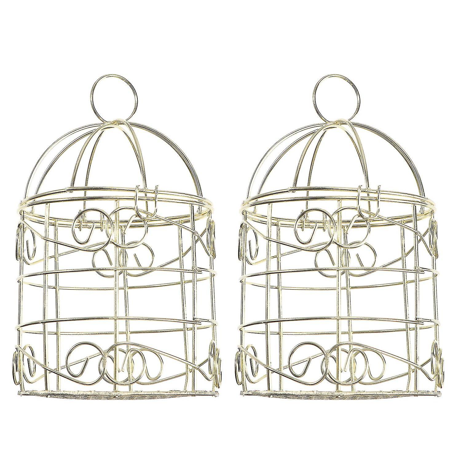 2pcs Iron Art Retro Bird Cage Iron Art Hollow-out Bird Cage Bird Foraging Basket For Dorm Yard