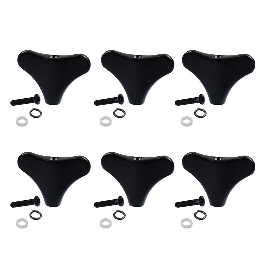 6pcs Bass Tuners Tuning Pegs Machine Head Button Knobs for PB JB Bass Black