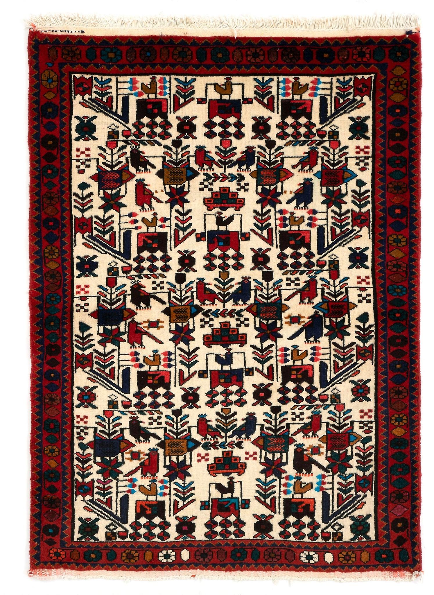 Vidal Afshar 103x151 带奶油色手工打结的中亚地毯