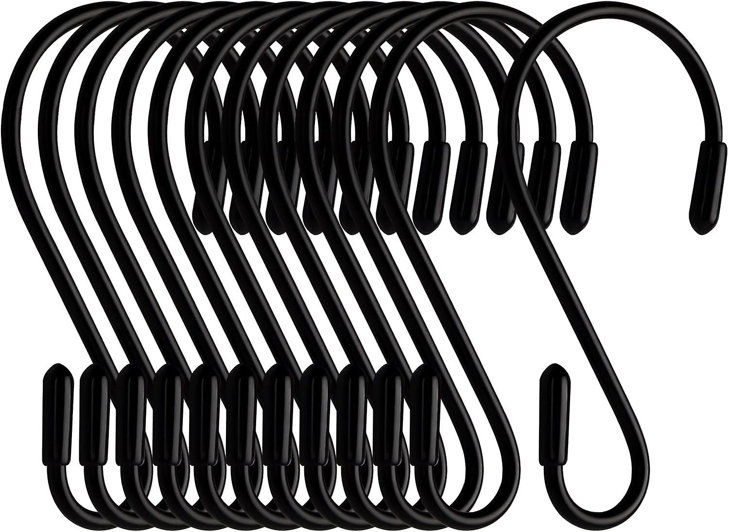 12 Pack S Hooks Black 8cm S-Shaped Max Load: 5kg