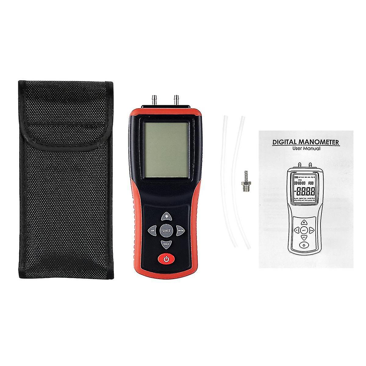 Digital Manometer 2.4 Inch Lcd High Precision -port Manometer 2psi Differential Pressure Tester Wi