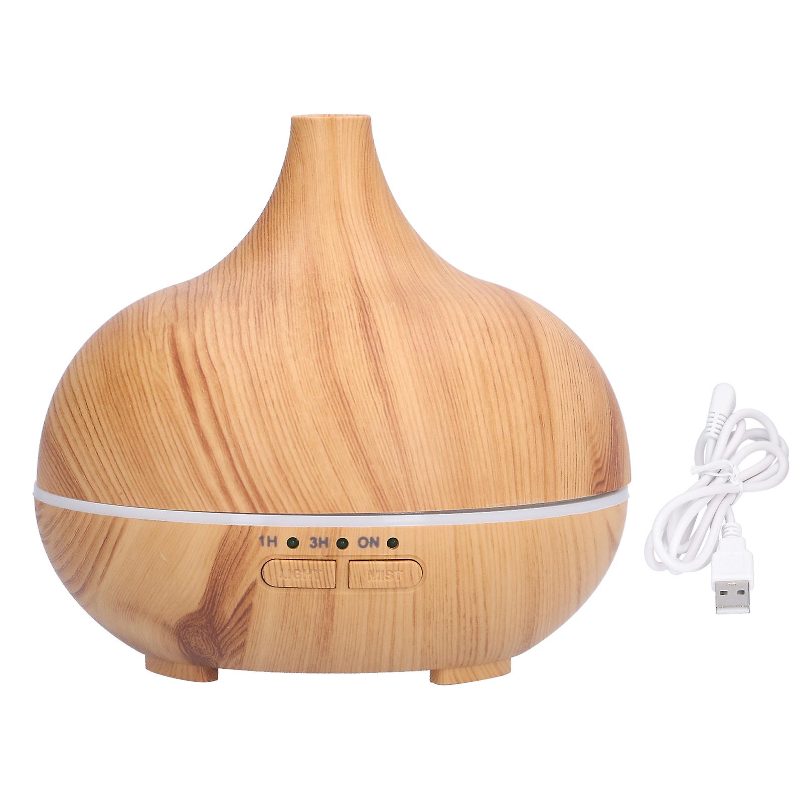 USB-Powered Wood Grain Aromatherapy Diffuser with Cool Mist, Night Light, and Humidifier