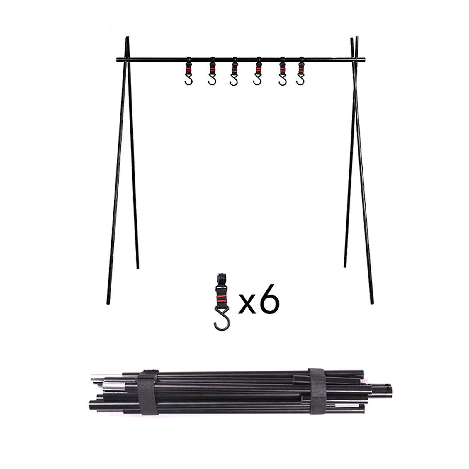 Camping Cookware Hanging Rack with Hooks Foldable Portable Tripod Storage Stand Multifunction