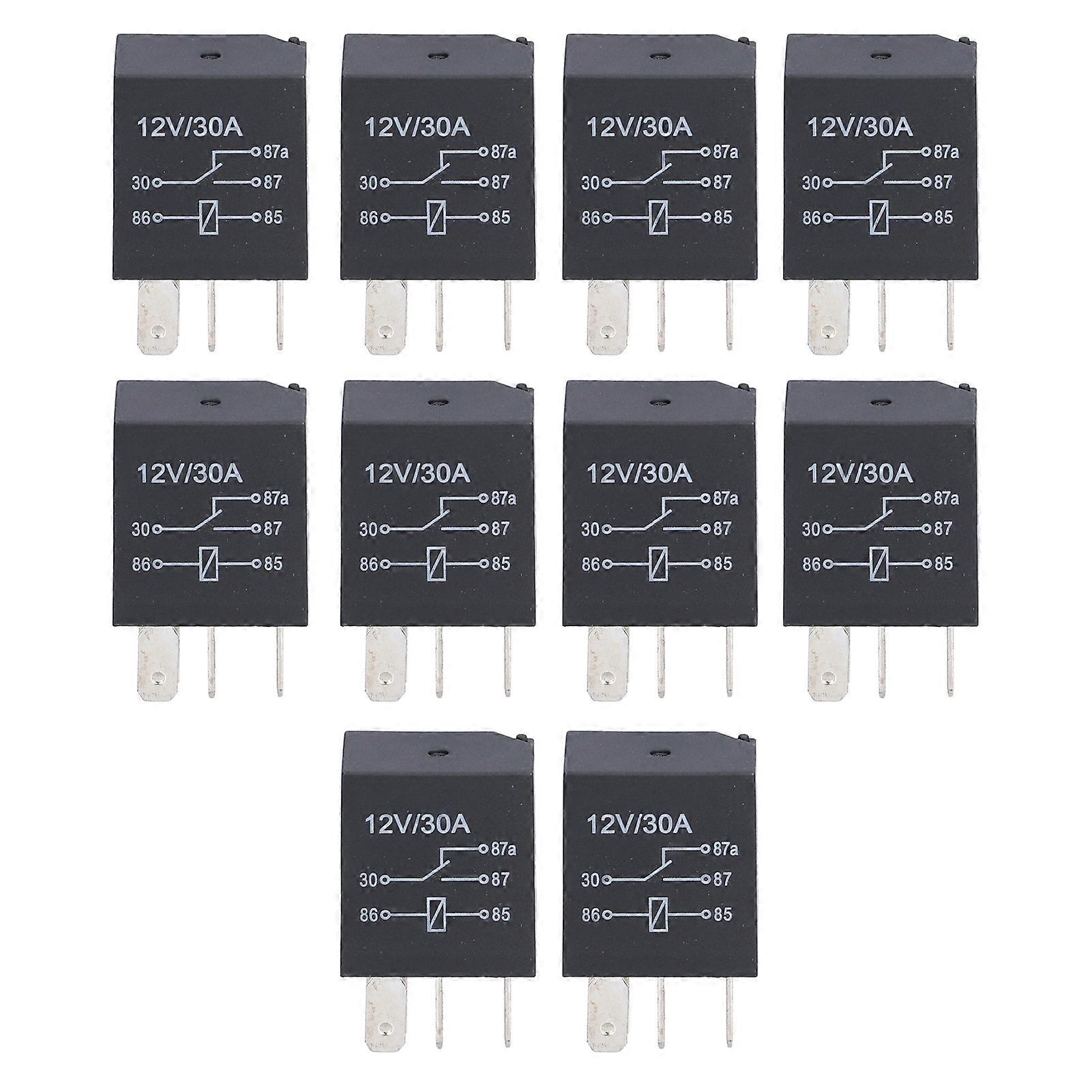 10Pcs Violet Relay 12V 30A Waterproof Set Kit for Automobile Fog Lamp Air Conditioner
