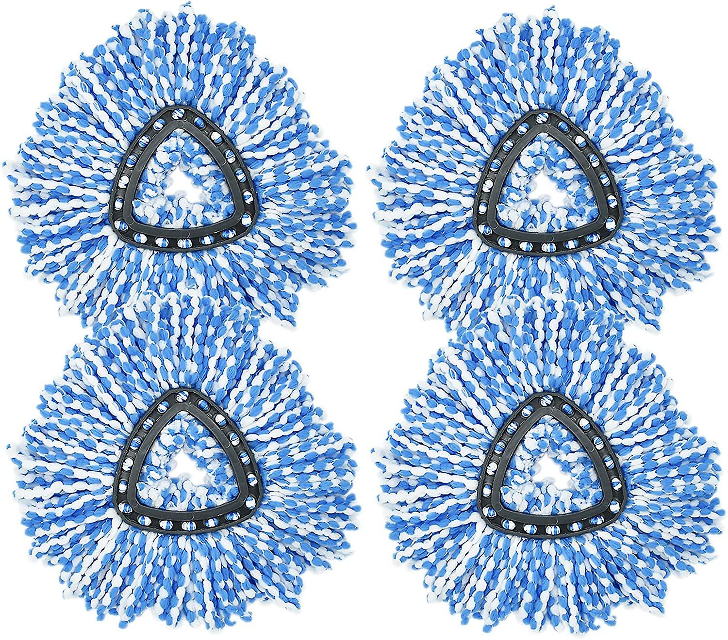 4 Pack Replacement Mop Head, 2 in 1 Easy Wring and Clean Turbo Triangular Cotton Mop, Microfiber Ref