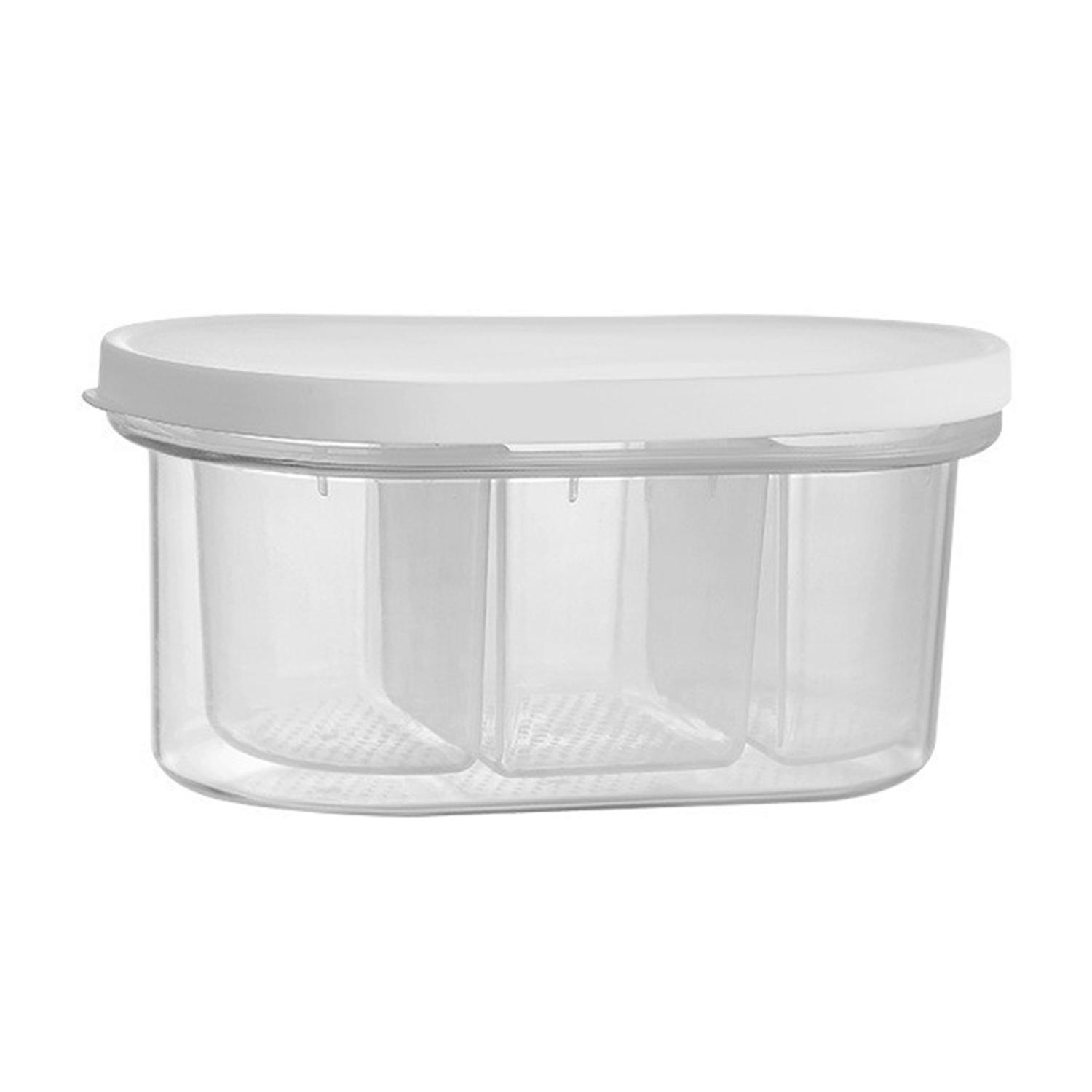 Kitchen Storage Box Save Space Stackable Grooved Draining Hole Grid Design Store Food Multi-purpose