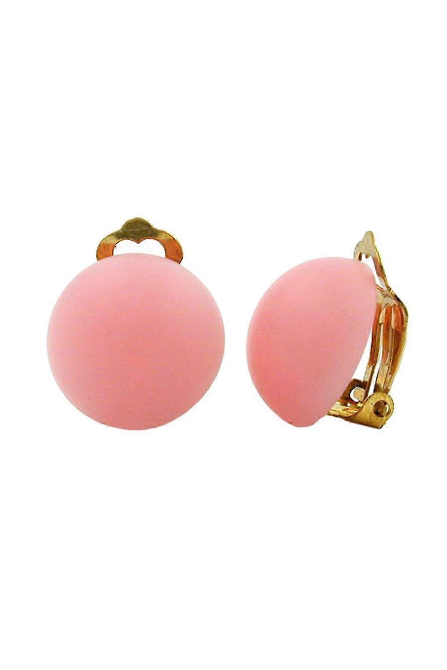 Clip-on Earring Round 18mm Pink Matte - Gl02631