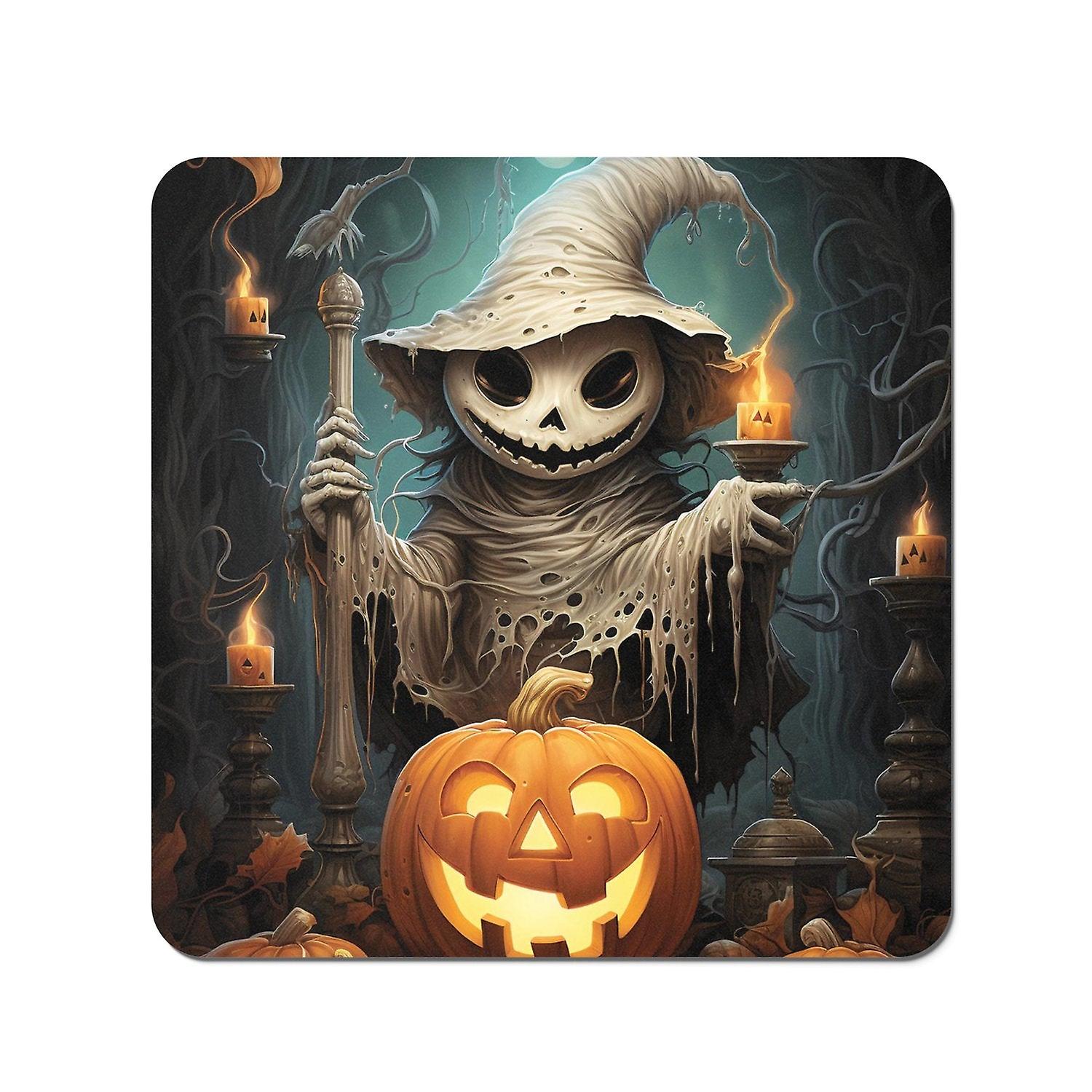 Creepy  Ghost With Pumpkins Coasters
