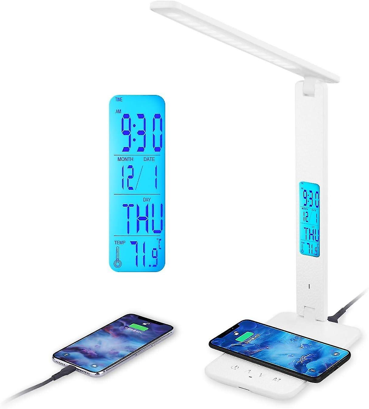 LED Desk Lamp with 10W Wireless Charging and USB Charging Port, 3 Colour Temperatures, 3 Brightness 