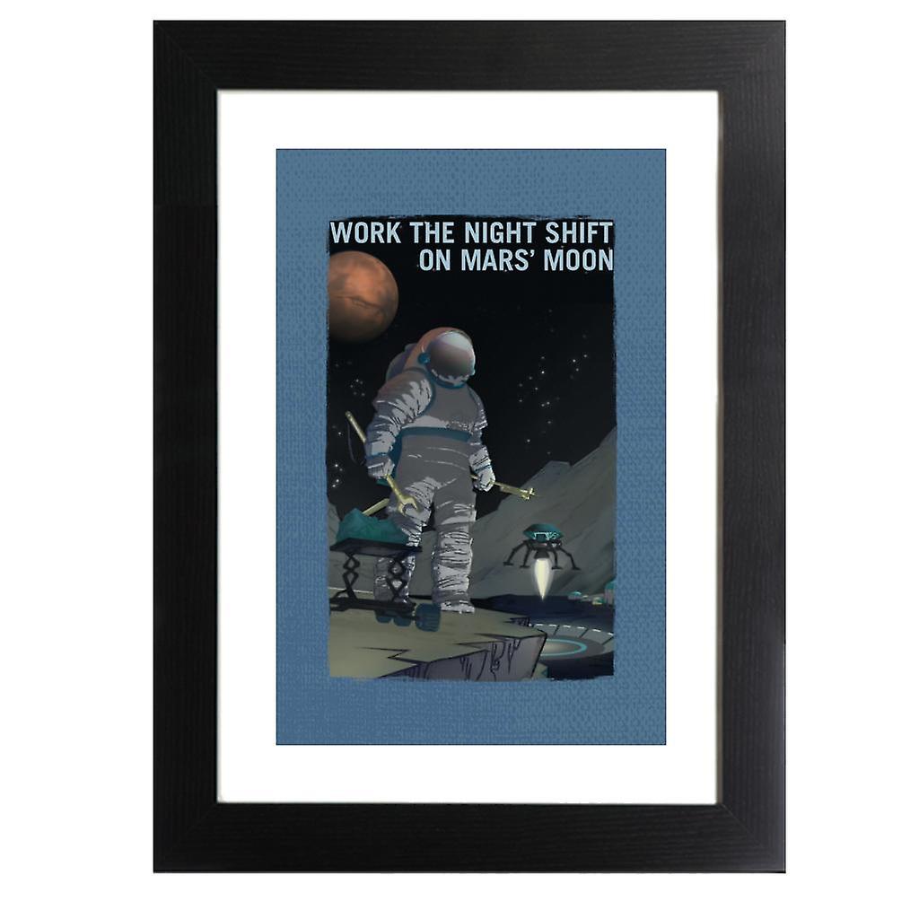 NASA Work The Night Shift On Mars Moon Framed Print