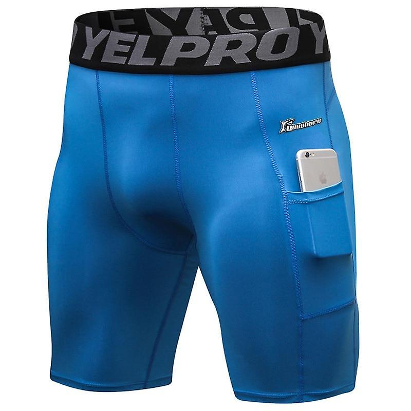 TribalSensation Shorts de fonctionnement d’hommes avec la poche de téléphone Bleu clair European XXL