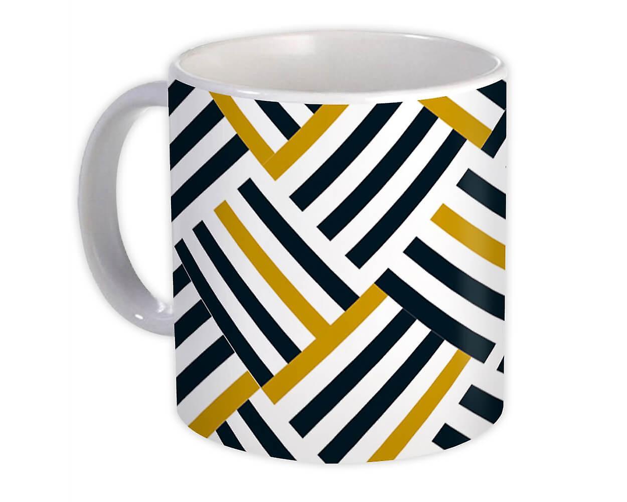 Gift Mug: Striped Squares Black