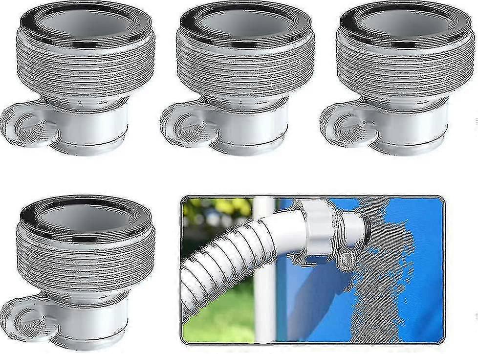 Pooladapter, uppsättning 4-pumpadapter, poolslangadapter, slangadapter B för poolfiltreringssystem (grå)