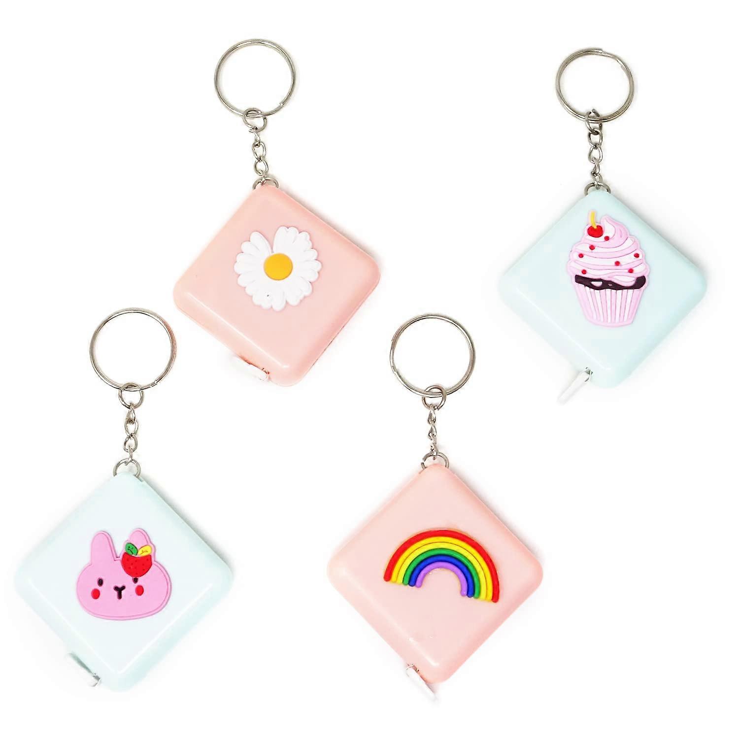 4PCS 60Inch/150cm Double-Sided Tape Measure Cute Retractable Tape Measure with Keyring, Square Shape