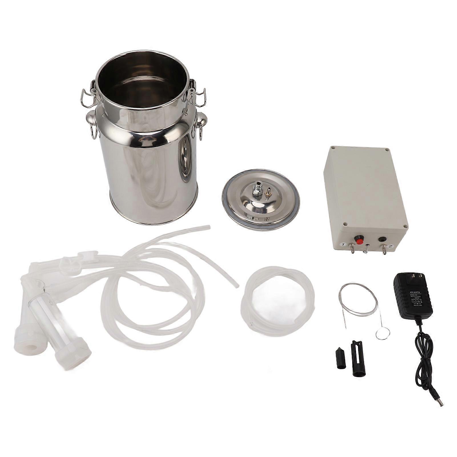 Goat Milking Machine Stainless Steel US Plug 100240V Folding Handle Automatic Pulsation Vacuum Pump Milker for Goat 7 Liters NO.5752